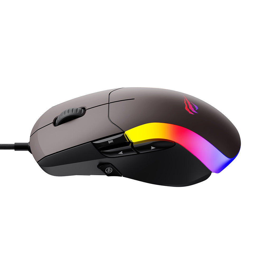Herní myš s kabelem USB HAVIT MS959S, RGB, 1200DPI - 8000DPI, 1.6m, Černá Okrová