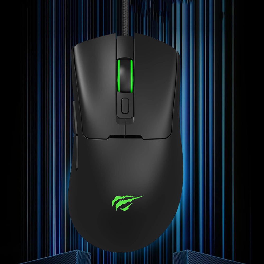 Herní myš s kabelem USB HAVIT MS966, RGB, 800DPI - 12000DPI, 1.6m, černá