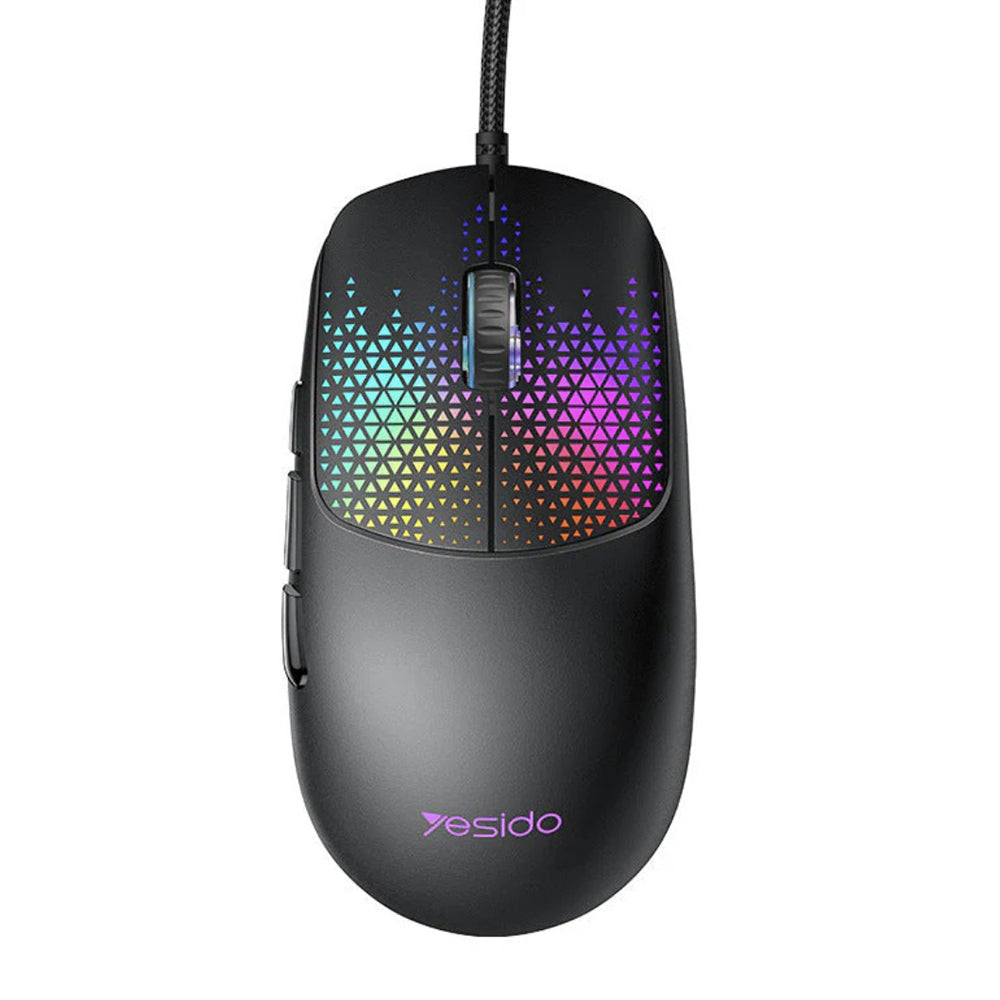 Herní myš Yesido KB32 s kabelem USB, RGB, 7200DPI, černá