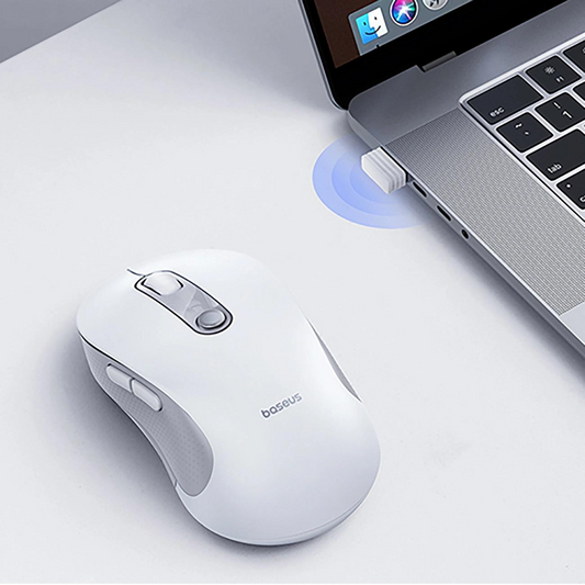 Bezdrátová myš Baseus F02, 1600DPI, BT / Wi-Fi, Bílá B0203302