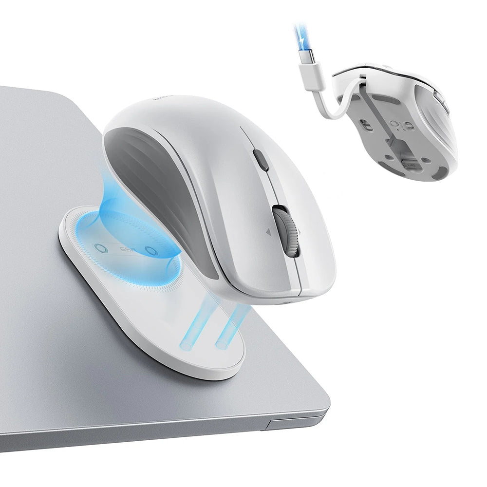 Bezdrátová myš ESR MagMouse, 800DPI - 4800DPI, BT / Wi-Fi, Bílá