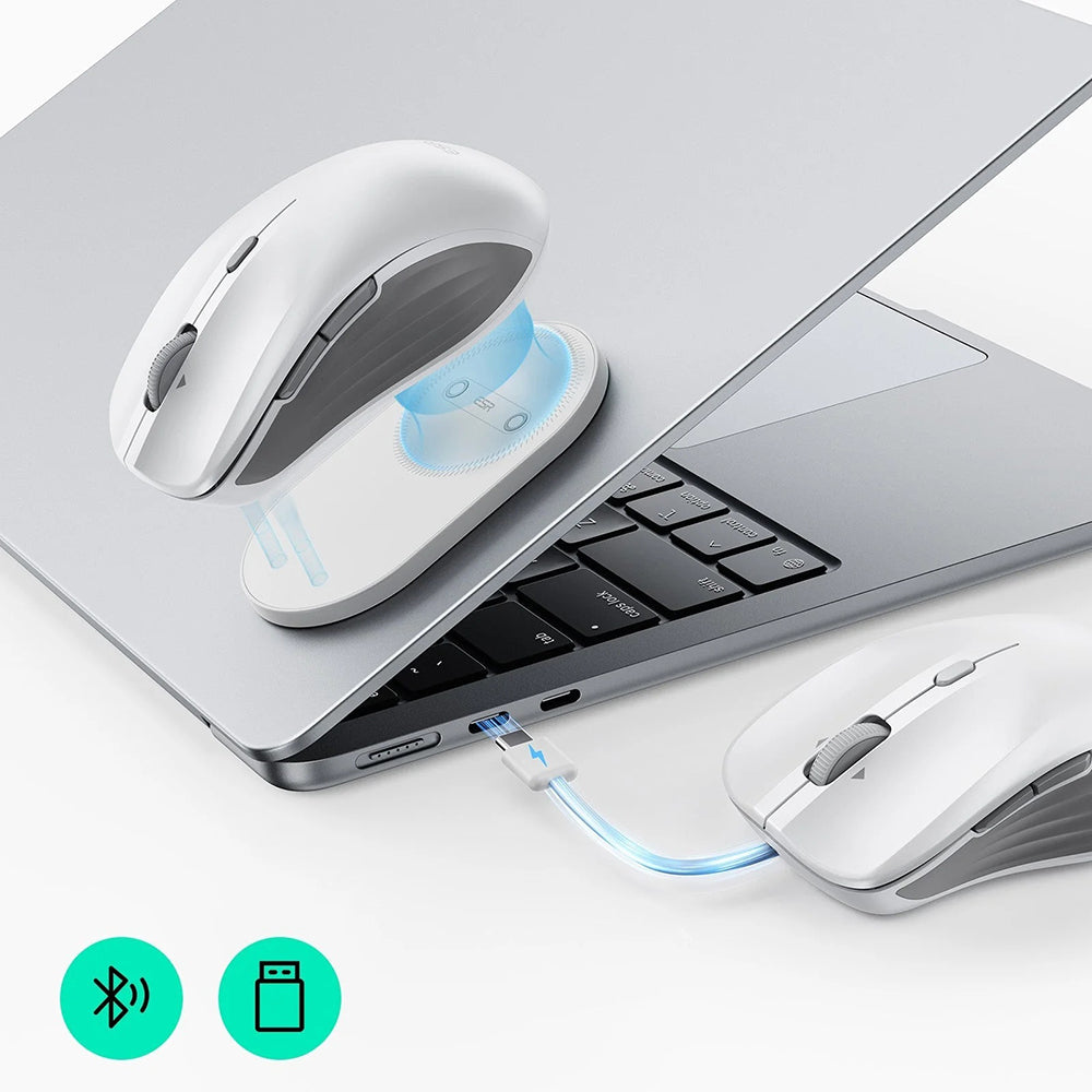 Bezdrátová myš ESR MagMouse, 800DPI - 4800DPI, BT / Wi-Fi, Bílá