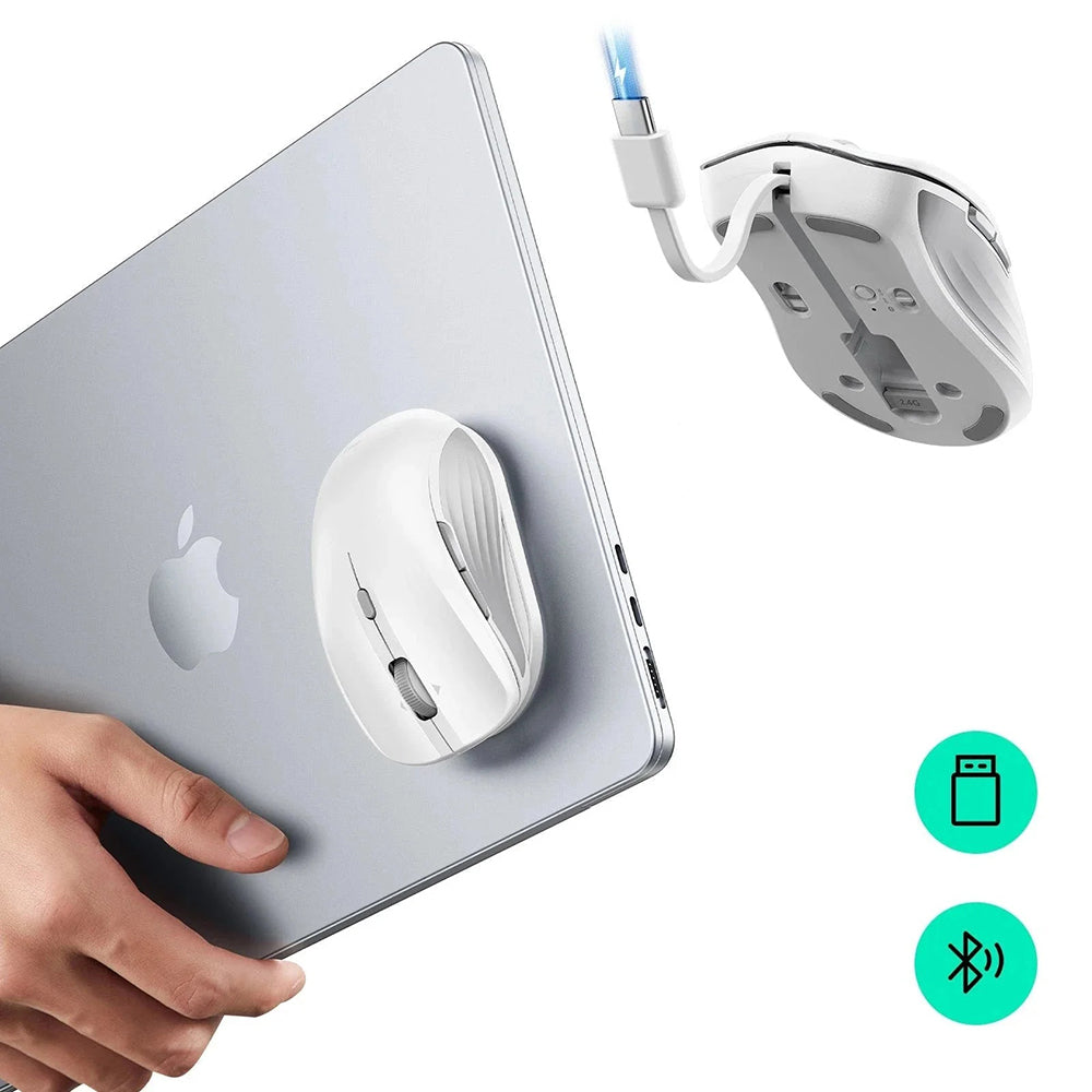 Bezdrátová myš ESR MagMouse, 800DPI - 4800DPI, BT / Wi-Fi, Bílá