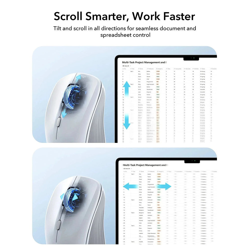 Bezdrátová myš ESR MagMouse, 800DPI - 4800DPI, BT / Wi-Fi, Bílá