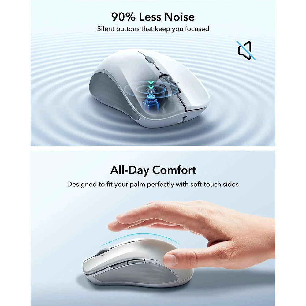 Bezdrátová myš ESR MagMouse, 800DPI - 4800DPI, BT / Wi-Fi, Bílá