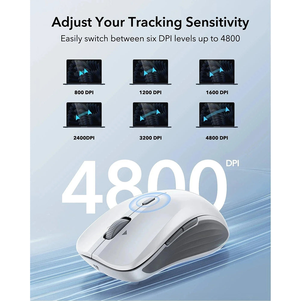 Bezdrátová myš ESR MagMouse, 800DPI - 4800DPI, BT / Wi-Fi, Bílá
