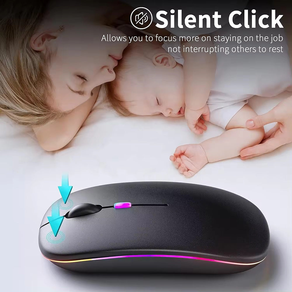 Bezdrátová myš Techsuit M1, RGB, 1600DPI, BT / Wi-Fi, černá