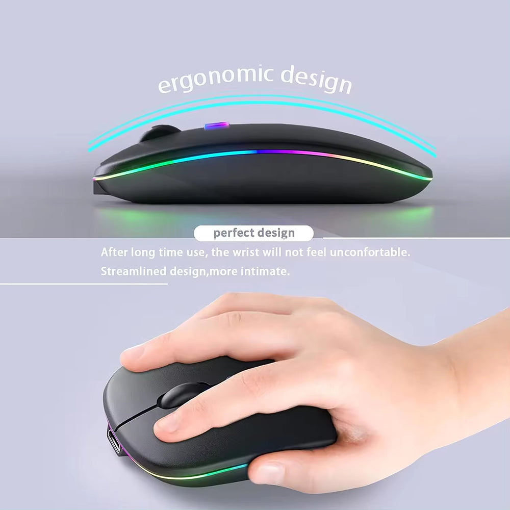 Bezdrátová myš Techsuit M1, RGB, 1600DPI, BT / Wi-Fi, černá