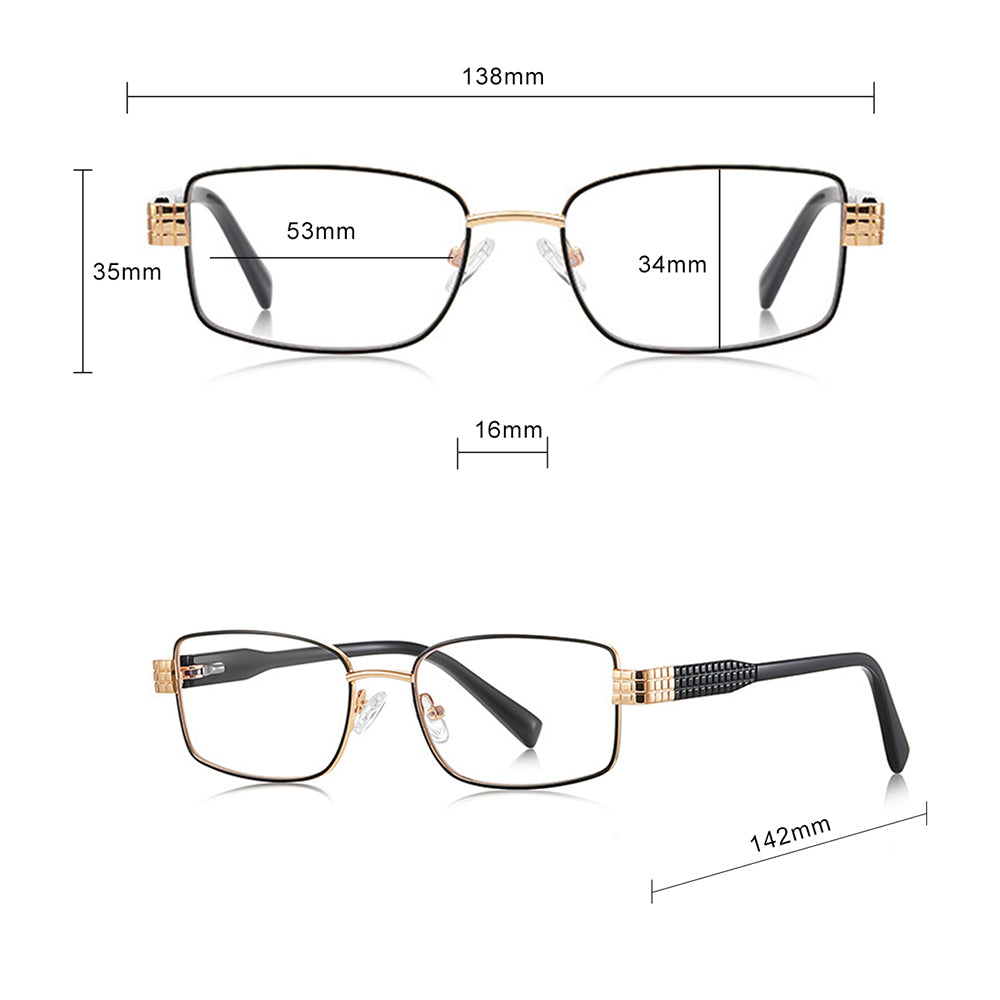Techsuit 3163 Women's Computer Glasses, Anti-Blue Light, Black Gold