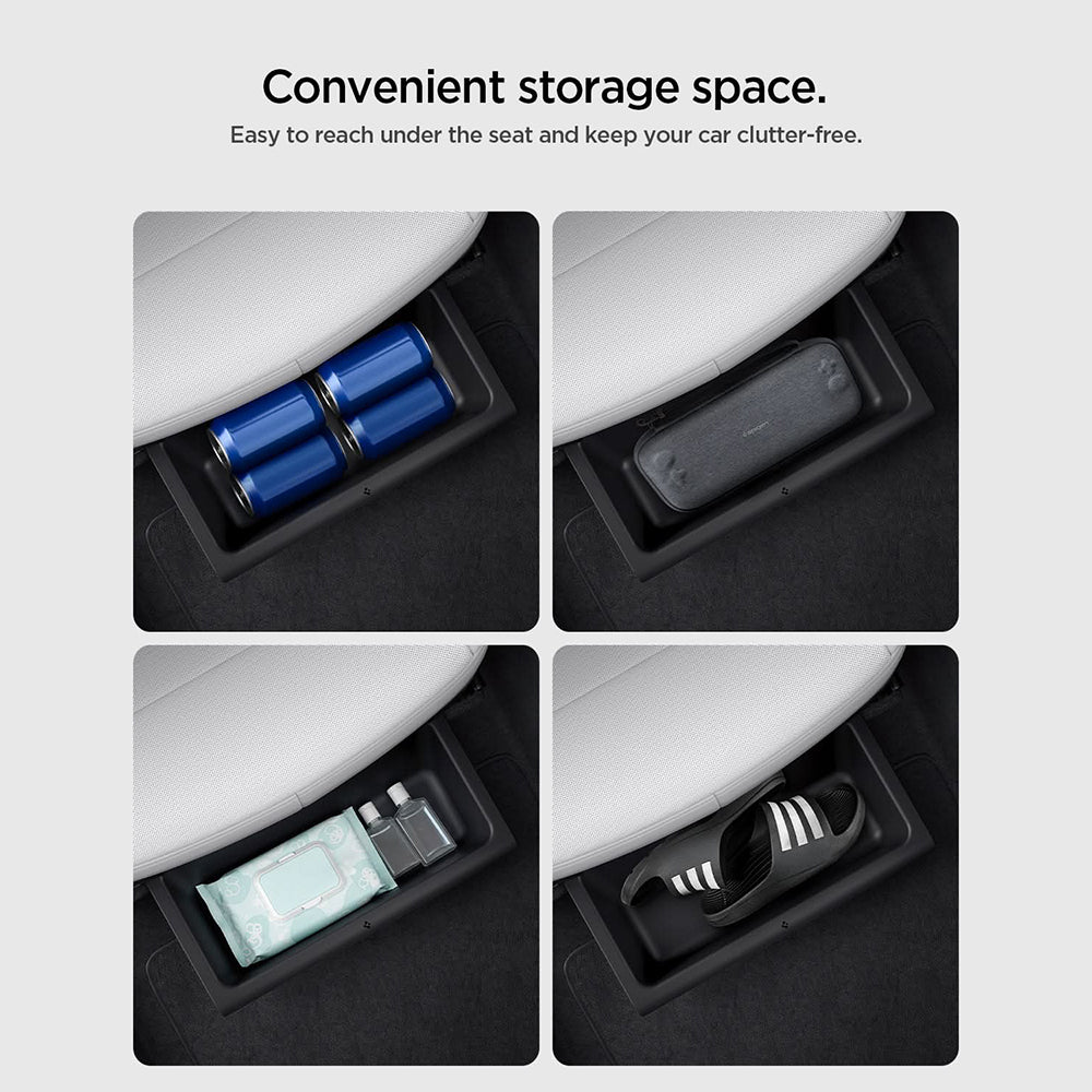 Spigen TO222J Car Organizer with Under-Seat Mount for Tesla Y Juniper, Set of 2 pieces