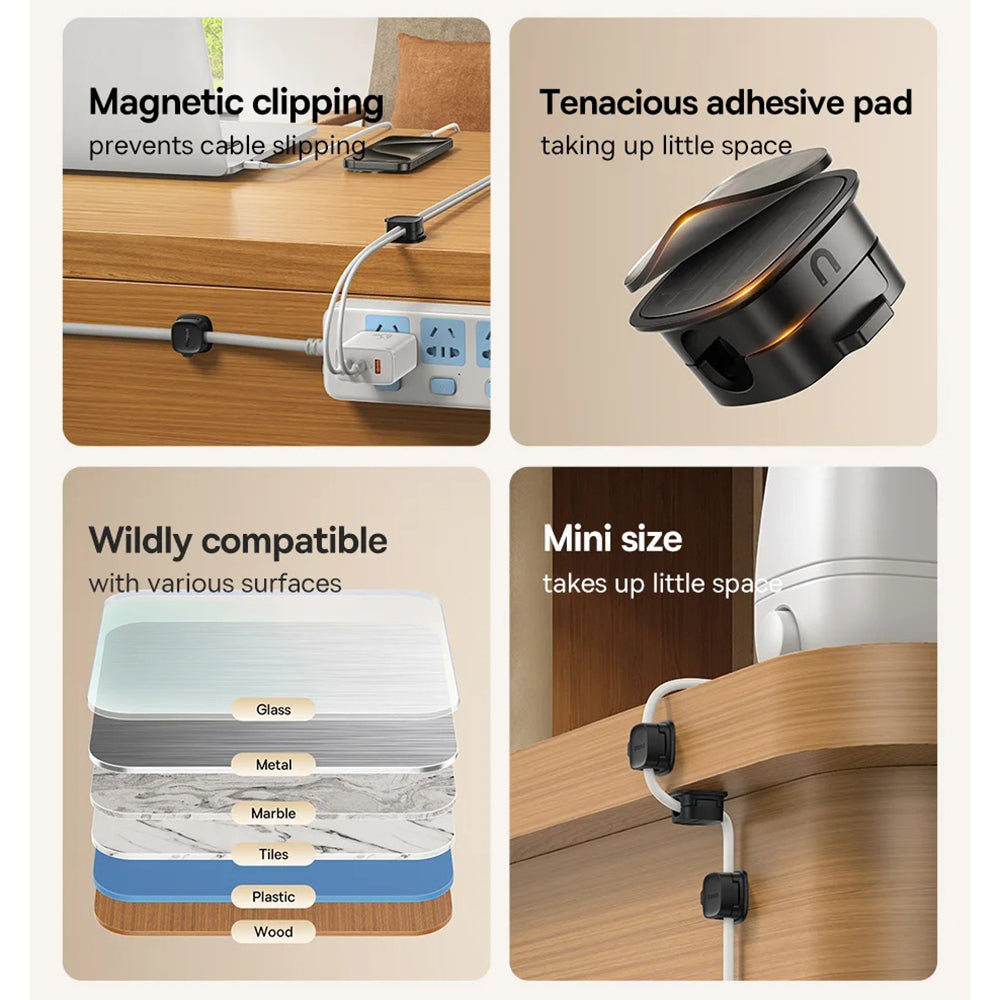 Organizátor kabelů Baseus Lite Magnetic, sada 3 kusy, bílá B01331106211-00
