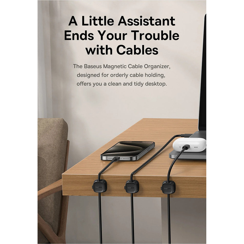 Organizátor kabelů Baseus Lite Magnetic, sada 3 kusy, bílá B01331106211-00