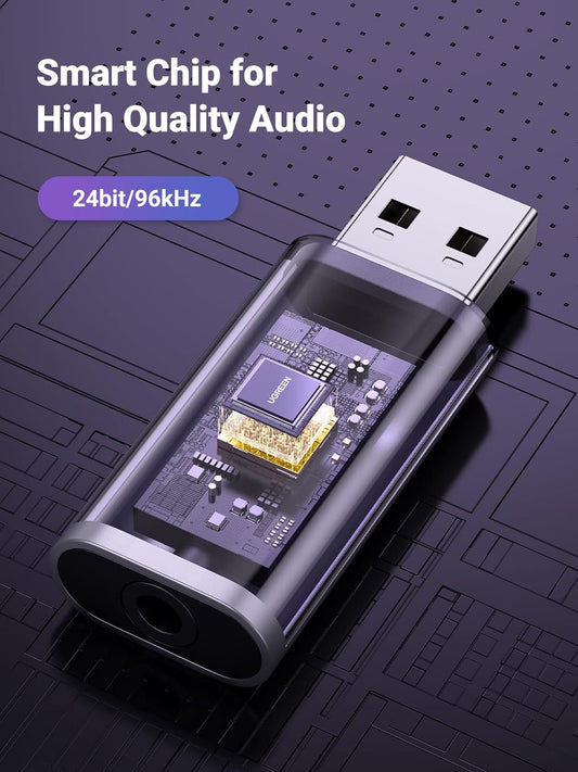 Zvuková karta USB UGREEN CM383, 1 x Jack 3.5mm, Šedá