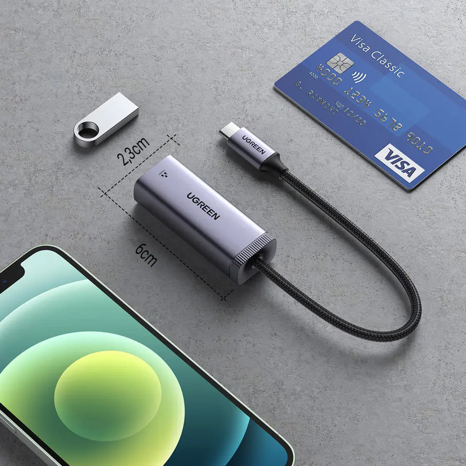 Síťová karta UGREEN CM483, RJ45, USB-C, Šedá