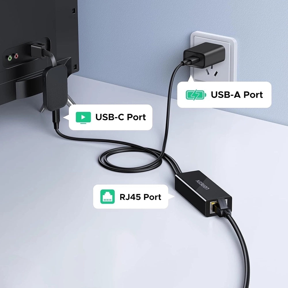 Síťová karta UGREEN CR110 (75535), RJ45, USB / USB-C, Černá