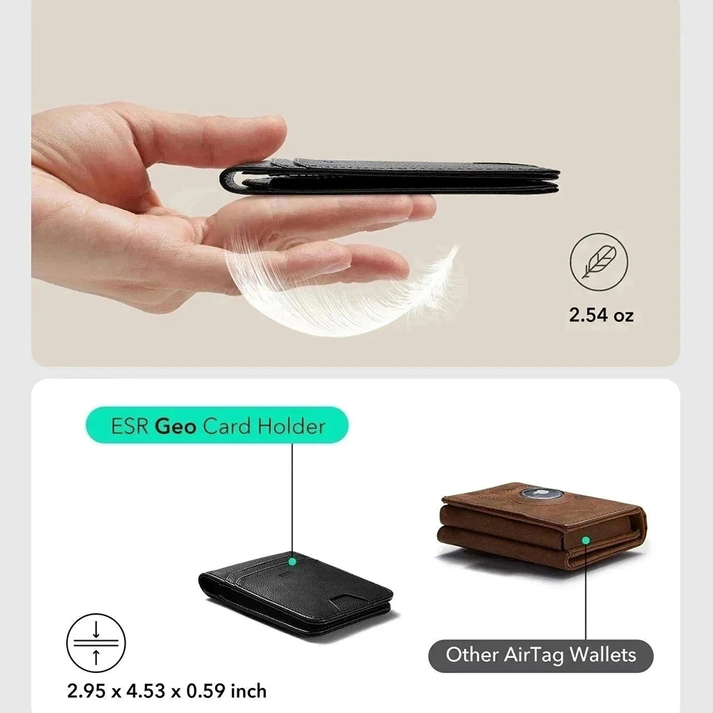 Peněženka ESR Classic Geo Carbon s funkcí Find My a ochranou RFID, černá, znovu zapečetěná
