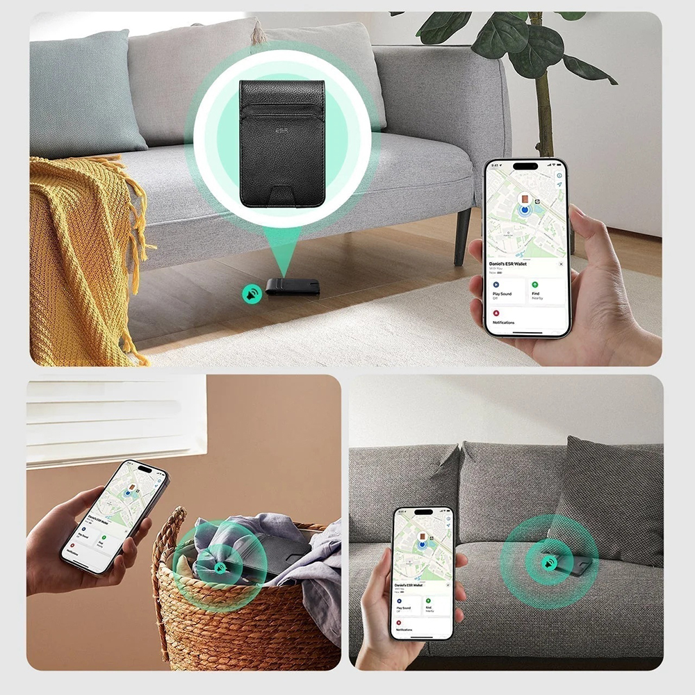 Peněženka ESR Classic Geo Carbon s funkcí Find My a ochranou RFID, černá, znovu zapečetěná