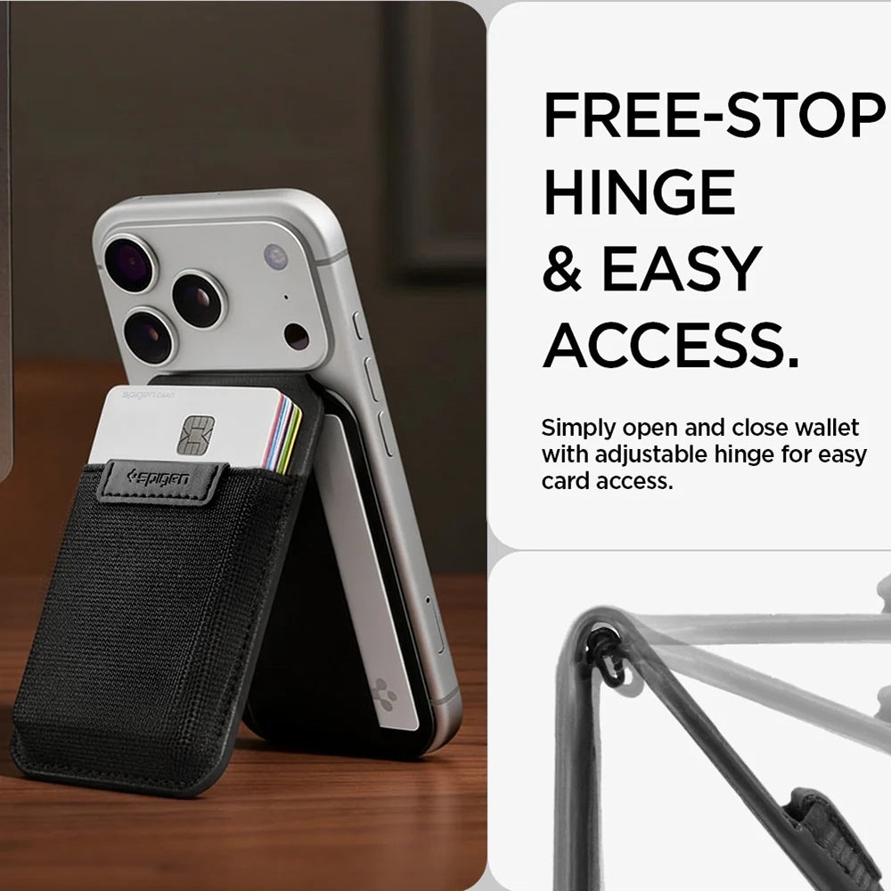 Peněženka MagSafe, Spigen, Slim Fold Tripod S314-4, Černá AFA11591