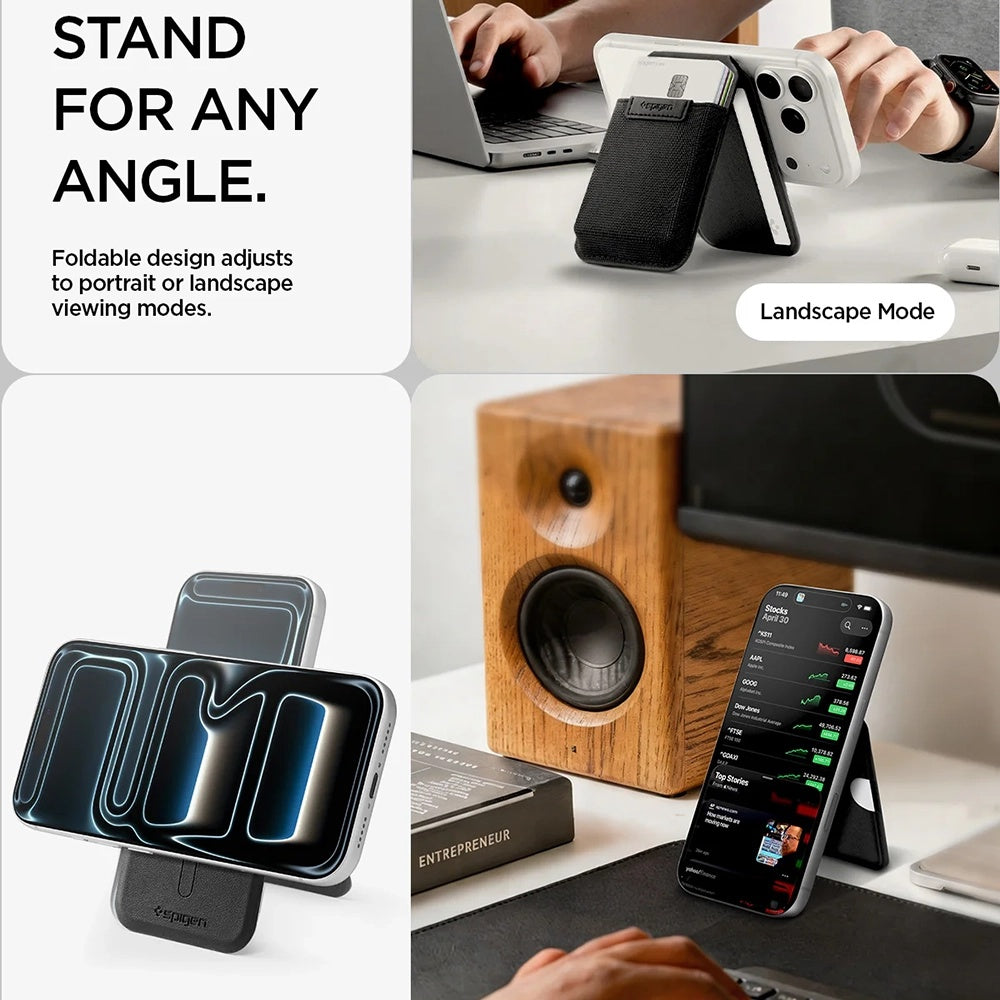 Peněženka MagSafe, Spigen, Slim Fold Tripod S314-4, Černá AFA11591