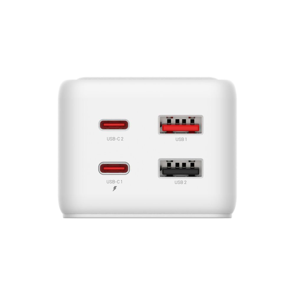 Prodlužovací kabel Fixed, 1 x Schuko - 2 x USB-A - 2 x USB-C, bílý