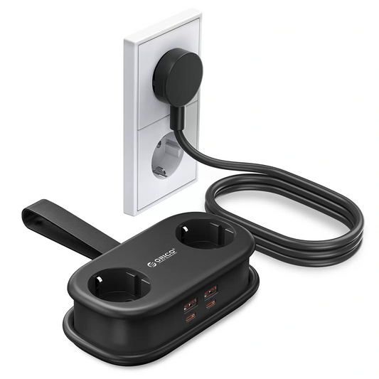 Prodlužovač Orico AP3, 2 x Schuko - 2 x USB-A - 2 x USB-C, Černý
