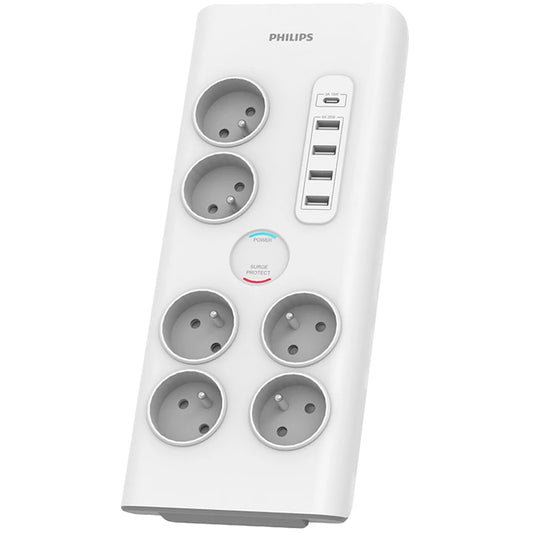 Síťová nabíječka Philips, 4 x USB-A - 1 x USB-C - 6 x Schuko, bílá PHIL-SPN7060WA/60