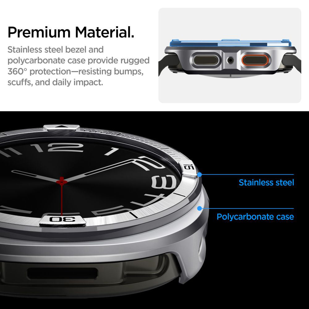 Ochranný rámek Spigen Tune Pro Pilot pro Samsung Galaxy Watch8 44mm, Stříbrný ACS10011