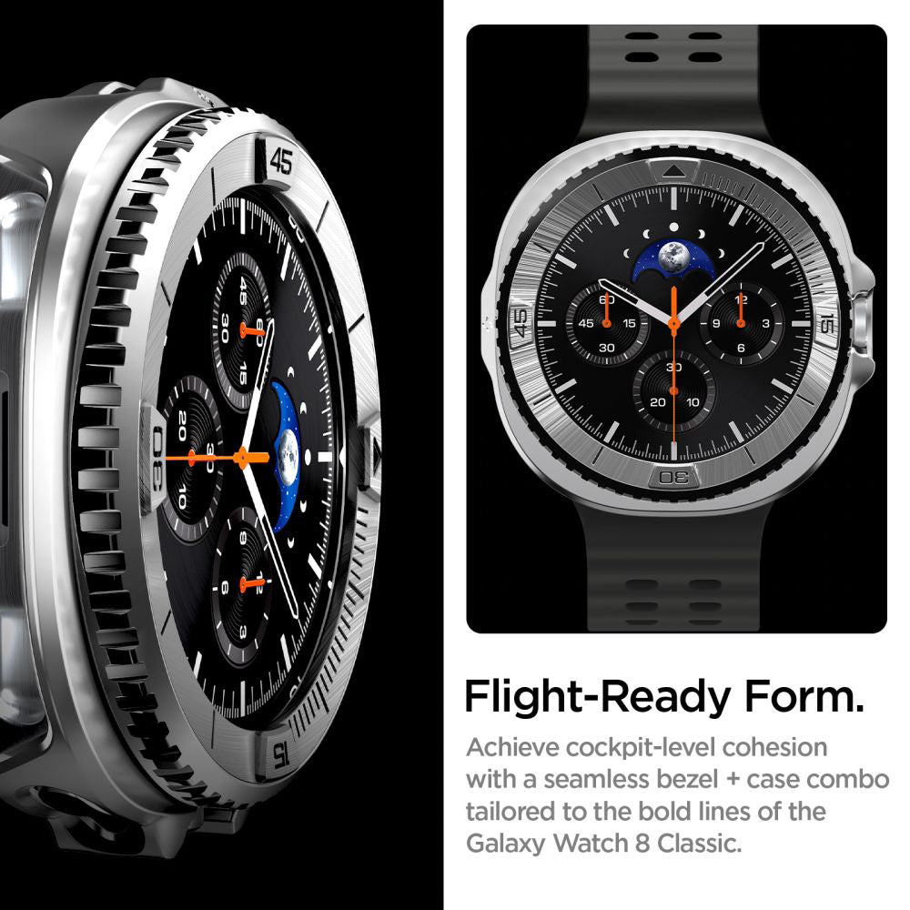 Ochranný rámek Spigen Tune Pro Pilot pro Samsung Galaxy Watch8 Classic, Stříbrný ACS10017