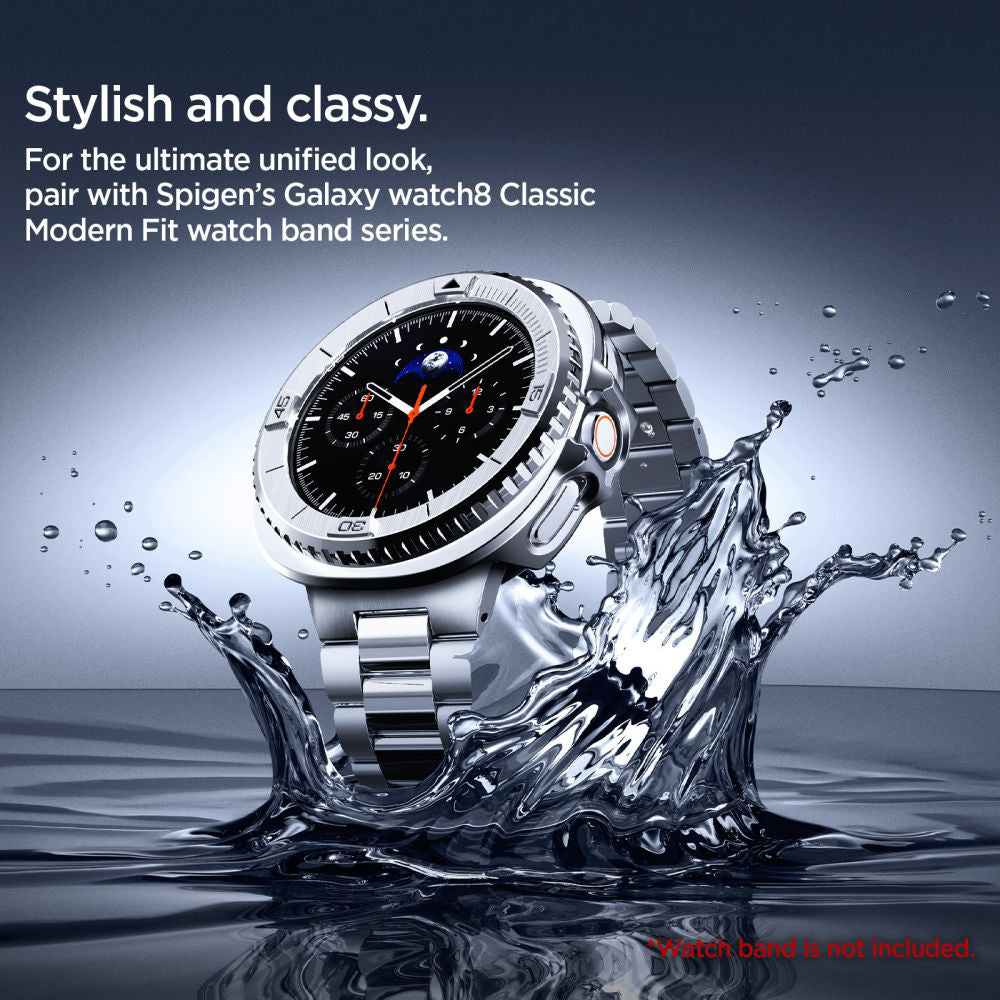 Ochranný rámek Spigen Tune Pro Pilot pro Samsung Galaxy Watch8 Classic, Stříbrný ACS10017