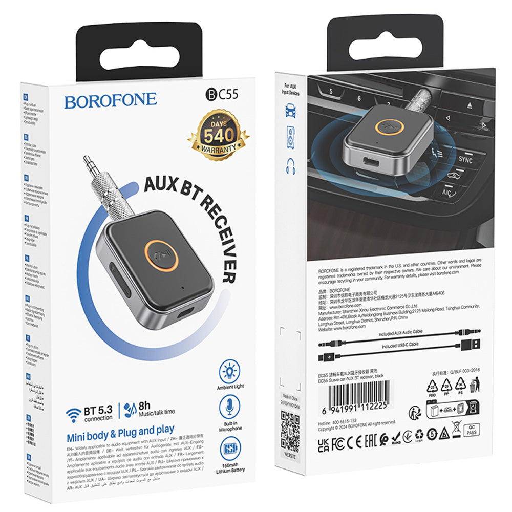Bluetooth přijímač Borofone BC55 Suave, Černý