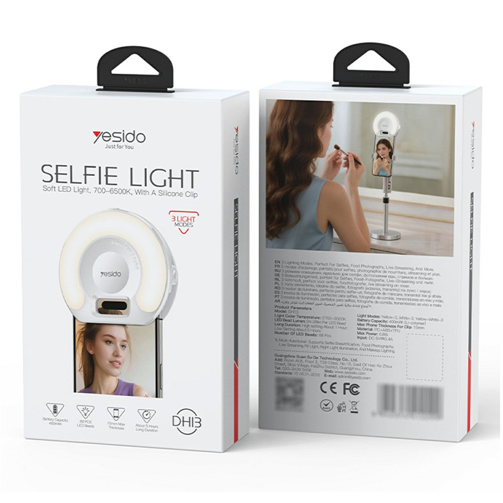 Selfie světlo Yesido DH13, Univerzální, Bílá