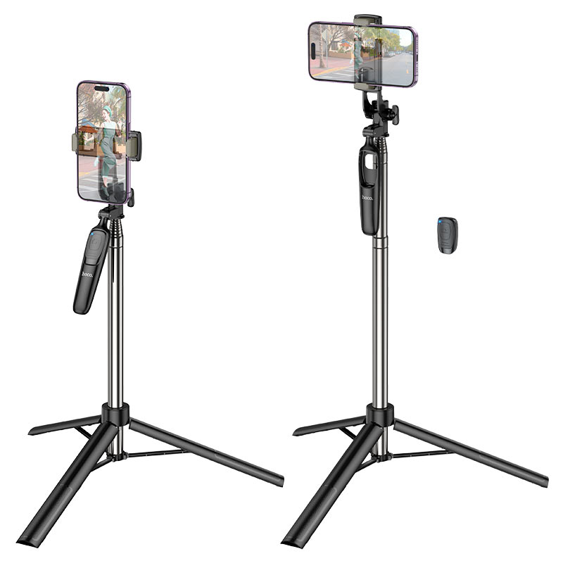 Selfie tyč Bluetooth HOCO K19 Soul Live Broadcast, univerzální, černá