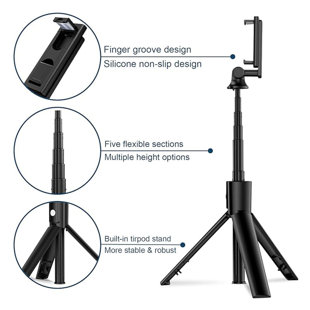 Selfie Stick Bluetooth Techsuit K22, Univerzální, Černý