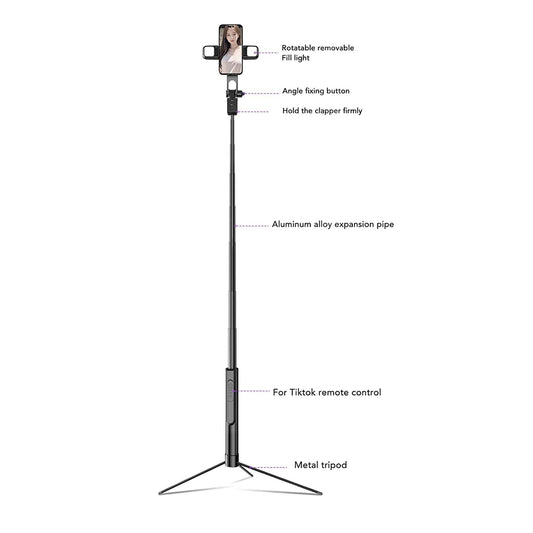 Selfie Stick Bluetooth Techsuit K30S, Univerzální, Černý