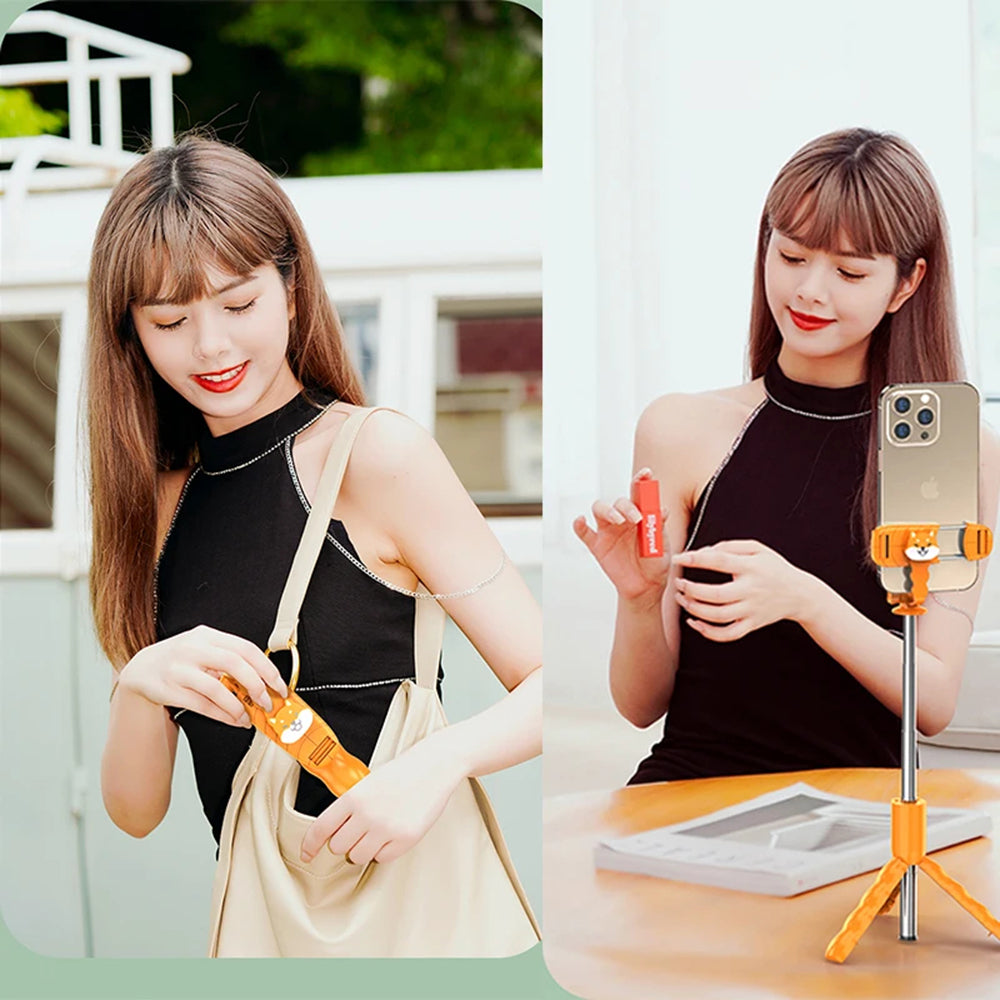 Selfie Stick Bluetooth Techsuit KT01, Univerzální, Oranžový