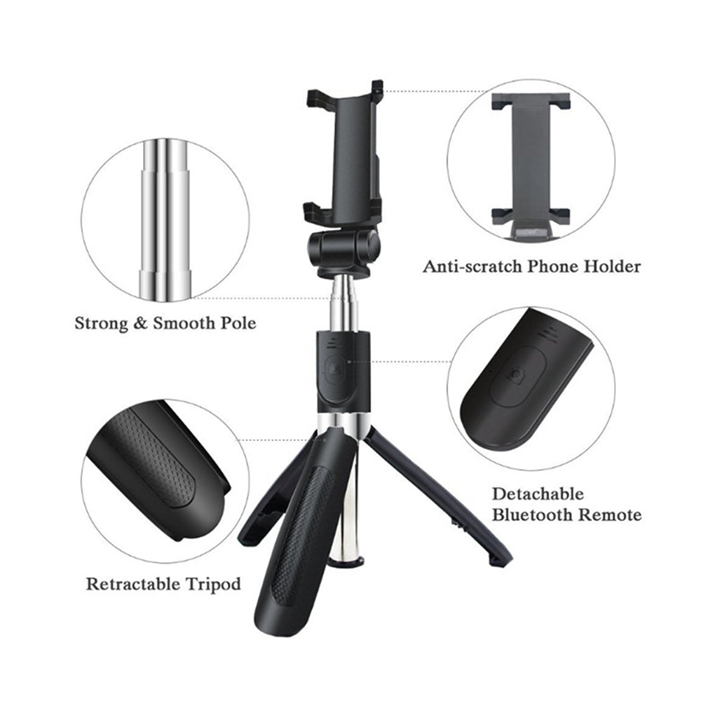 Selfie Stick Bluetooth Techsuit L01s, Univerzální, Černý