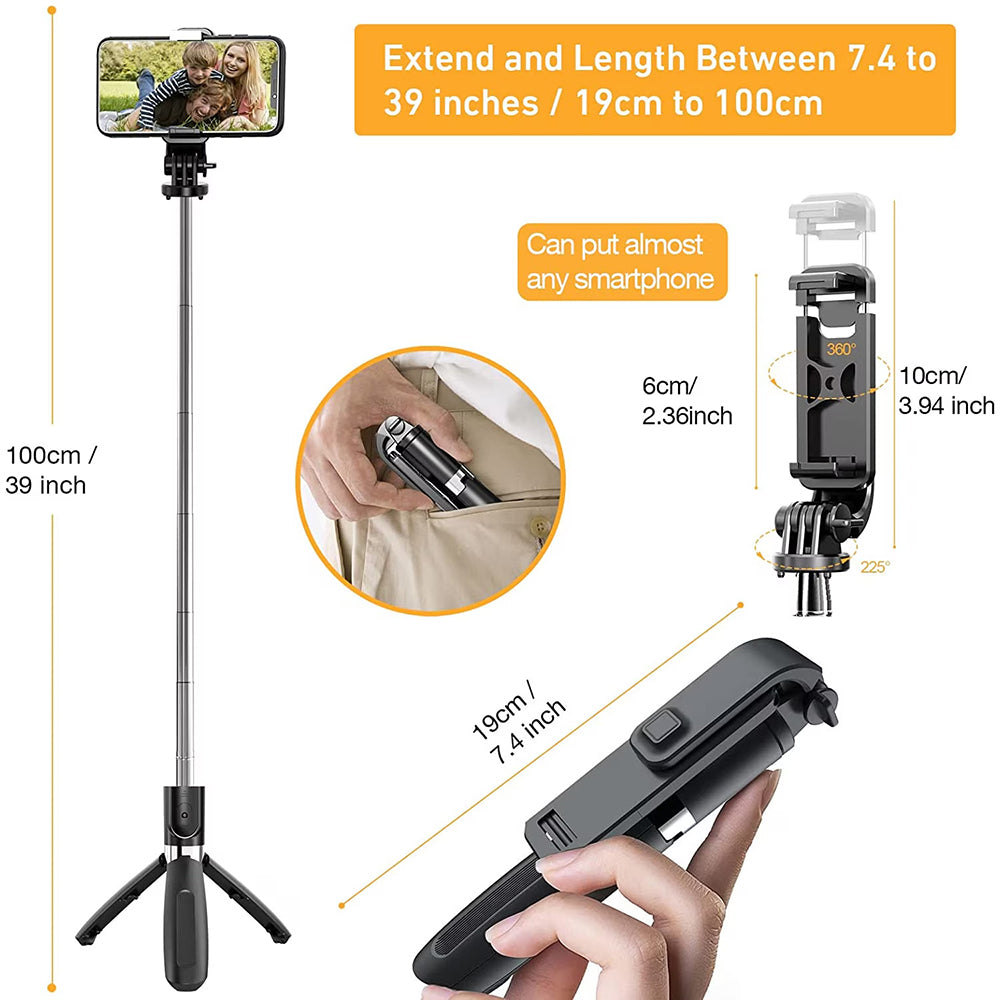 Selfie Stick Bluetooth Techsuit L02, Univerzální, Černý