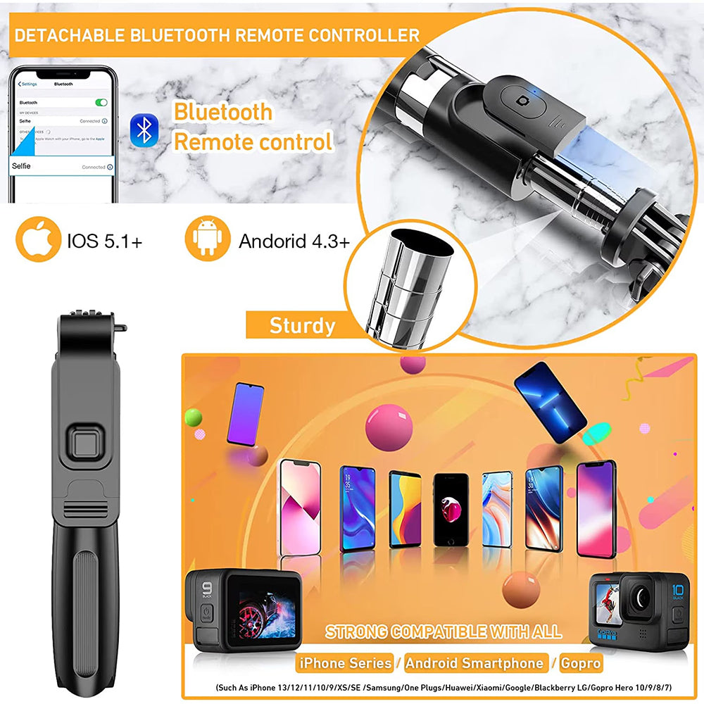 Selfie Stick Bluetooth Techsuit L02, Univerzální, Černý