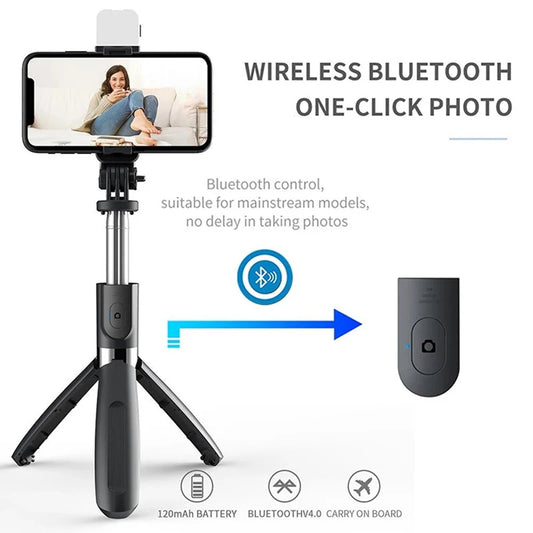 Selfie Stick Bluetooth Techsuit L02s, Univerzální, Černý