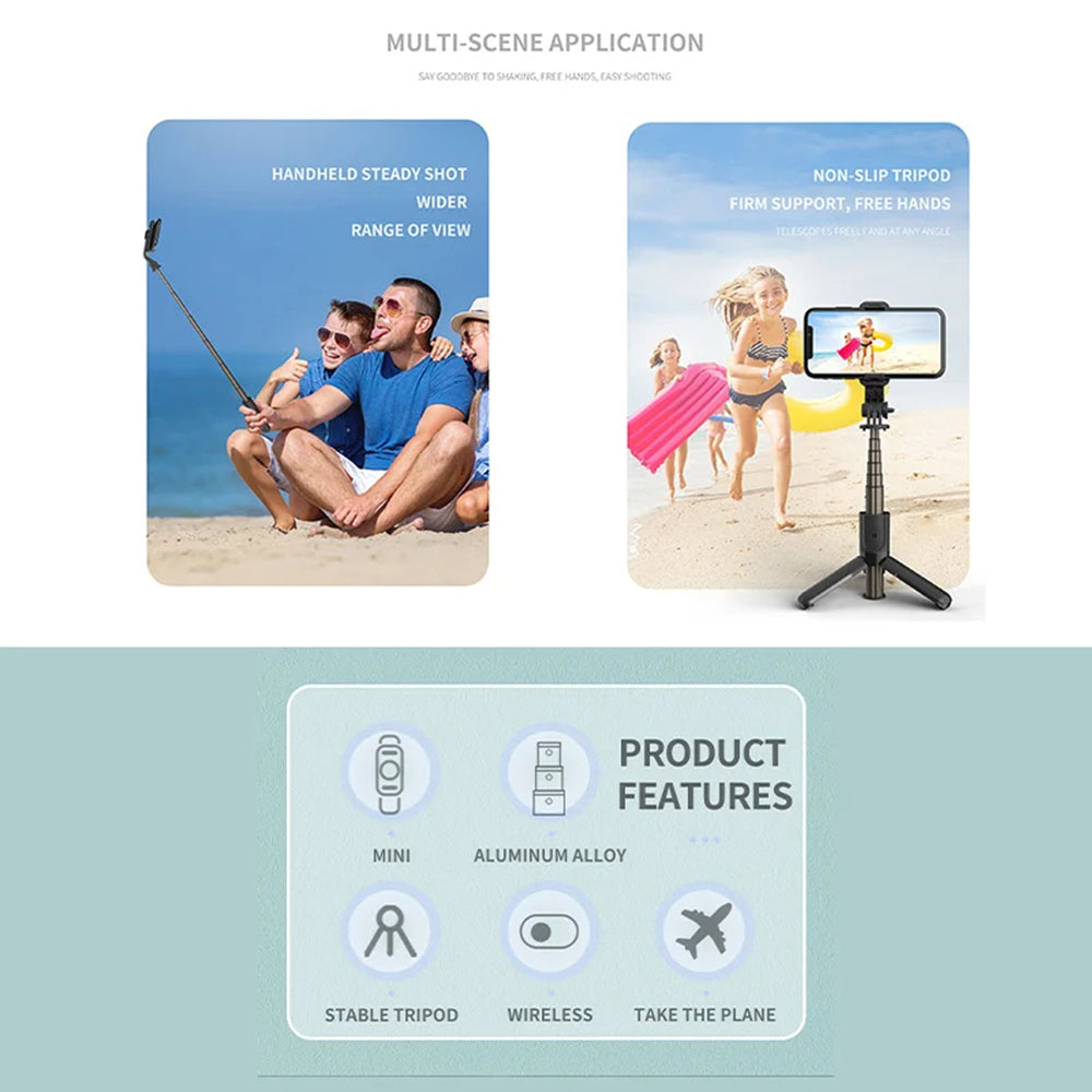 Selfie Stick Bluetooth Techsuit L10, Univerzální, Černý