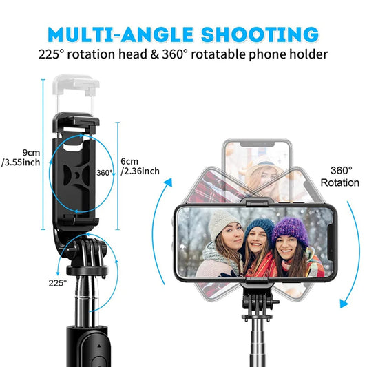 Selfie Stick Bluetooth Techsuit Q02, Univerzální, Černý