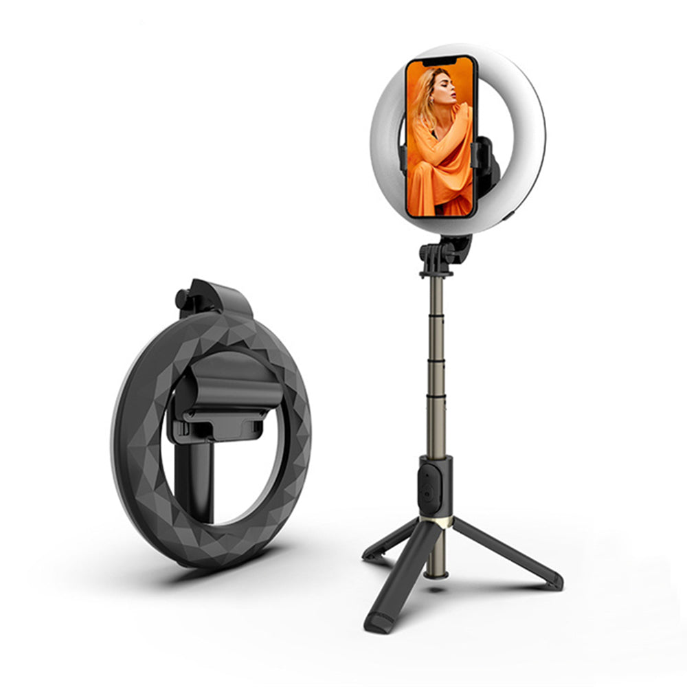 Selfie Stick Bluetooth Techsuit Q07 Ring Light, Univerzální, Černý