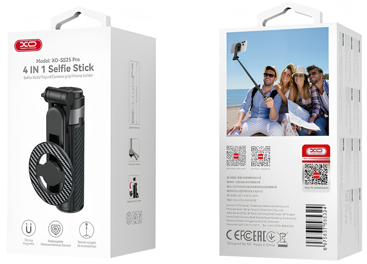 Selfie Stick Bluetooth XO Design SS25 Pro, Univerzální, Černá