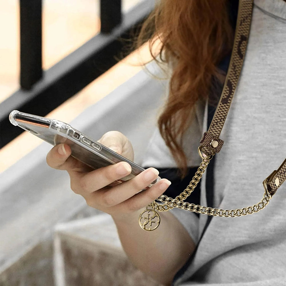 Šňůrka na telefon Guess 4G Chain CBDY, hnědá