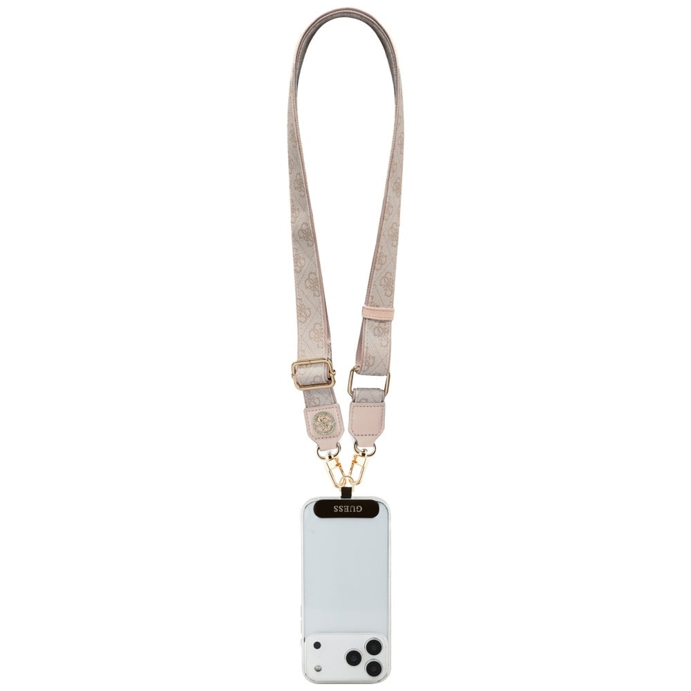Šňůrka na telefon Guess 4G Strass Metal Logo, Růžová