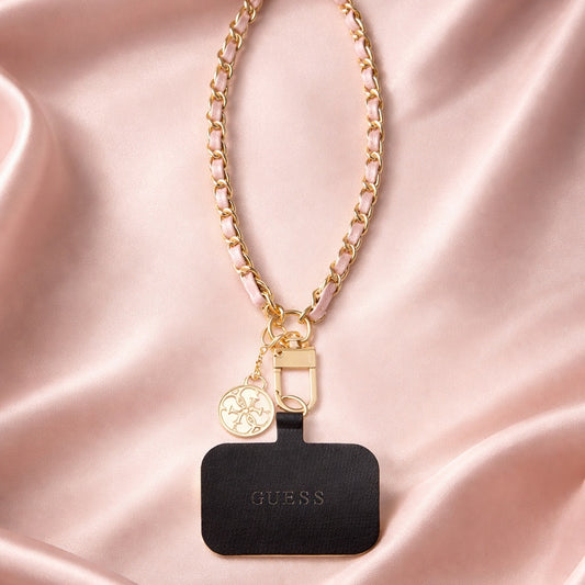 Šňůrka na telefon Guess Saffiano 4G Charm, Černá