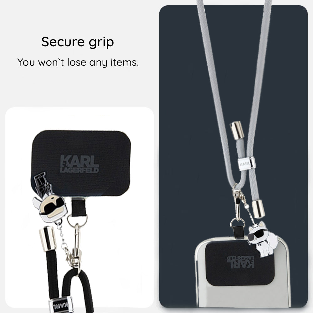 Šňůrka na telefon Karl Lagerfeld Choupette, šedá