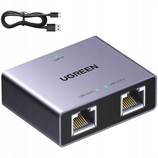 Síťový splitter UGREEN NW301, RJ45 - 2 x RJ45, šedý