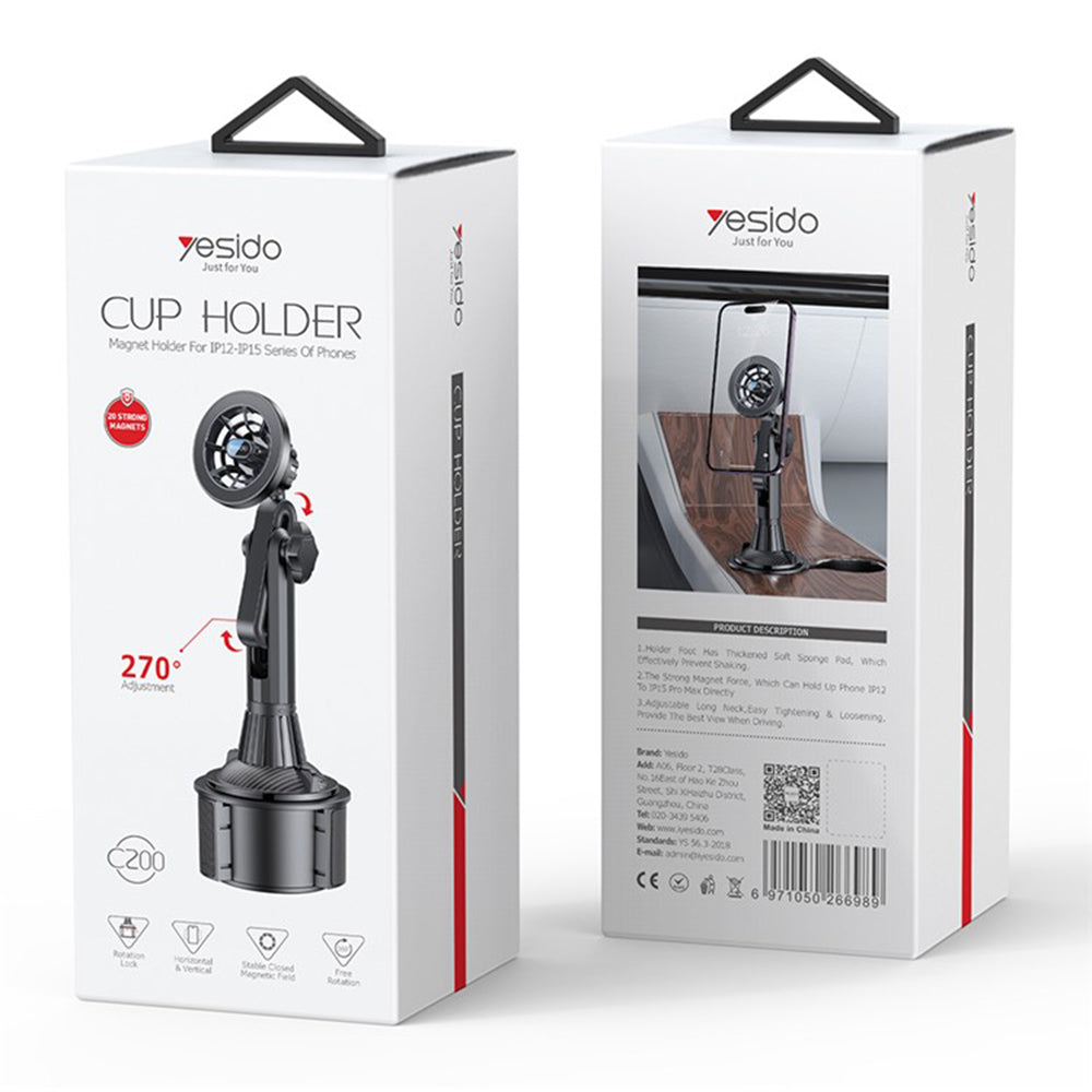 Magnetický auto držák Yesido C200, Univerzální, Černý