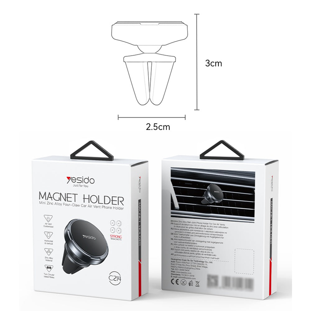 Magnetický držák do auta Yesido C214, Univerzální, Černý